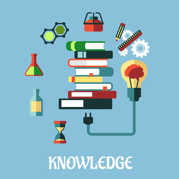 Kennis en web onderwijs plat ontwerp - Vector, afbeelding
