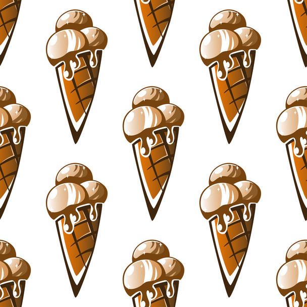 Seamless pattern of a chocolate ice cream cone - Вектор,изображение