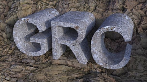 A 3D rendering of GRC concrete letters on rock background - Foto, Bild