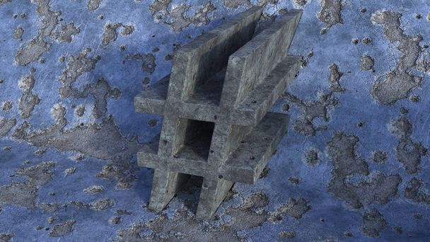 An illustration of a concrete isolated symbol on a damaged blue wall - Φωτογραφία, εικόνα