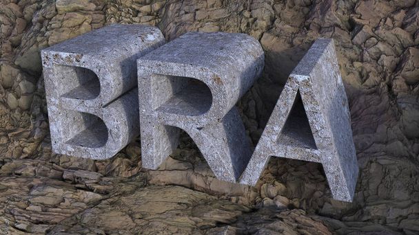 A 3D rendering of BRA concrete letters on rock background - Фото, зображення
