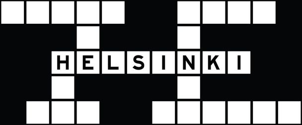 Letra del alfabeto en la palabra helsinki en el fondo del crucigrama - Vector, imagen