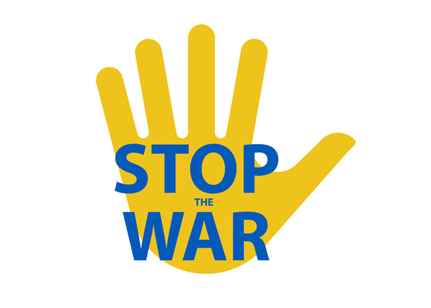 Detener la guerra en Ucrania vector ilustración. Concepto nacional con la mano. Diseño de signo patriótico ucraniano. - Vector, Imagen