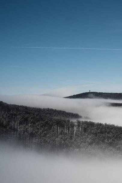 A cloud inversion over hills - Foto, afbeelding