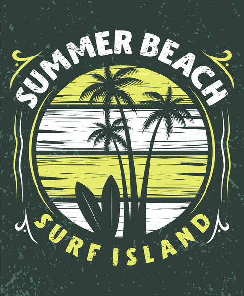 Summer beach surf poster et concept de vêtements - Vecteur, image