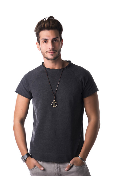 Fit handsome young man standing confident in casual clothes isolated - Φωτογραφία, εικόνα