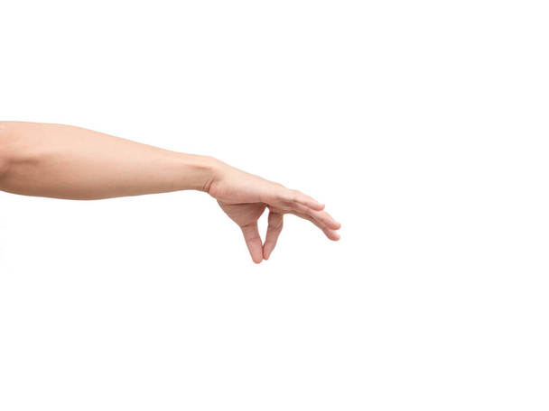 Hand catch item by finger on white isolated background - Foto, Imagem