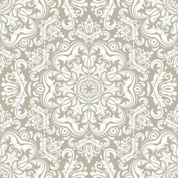 Orient vector classic beige and white pattern. Seamless abstract background with vintage elements. Orient pattern. Ornament for wallpapers and packaging - Vetor, Imagem