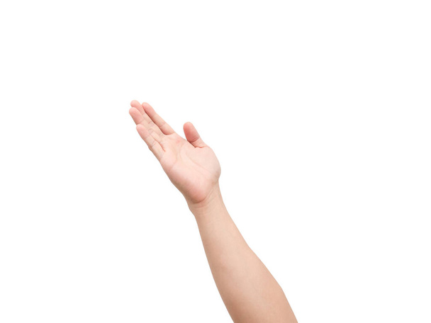 Männchen offene Hand weiß isoliert - Foto, Bild