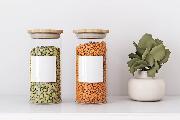 Jar mockup and food 3d rendering - Photo, Image