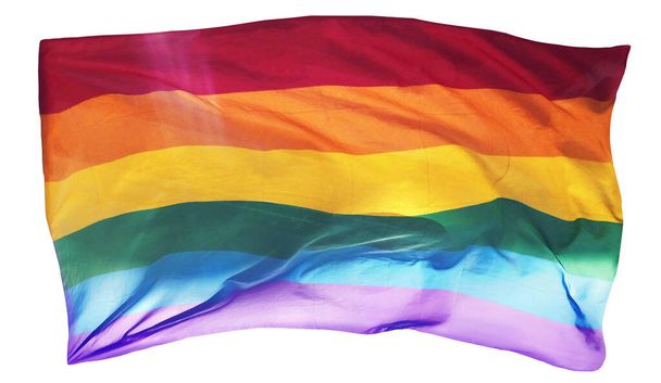Η σημαία ουράνιο τόξο, γκέι υπερηφάνεια ή ΛΟΑΤΚΙ σύμβολο απομονώνονται σε λευκό - Φωτογραφία, εικόνα