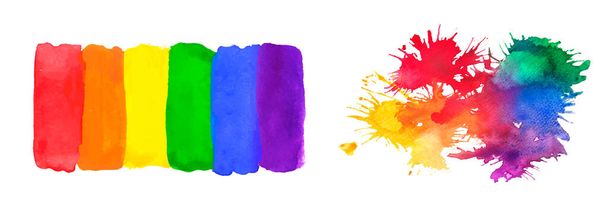 Watercolor rainbow flag of LGBT. Gay, Lesbian, Bisexual, Transgender and Queer pride - Vector, Image