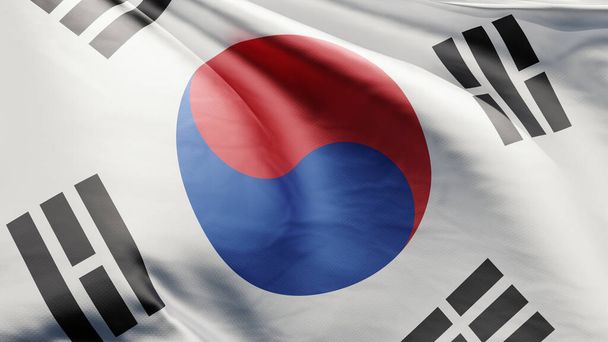 agitant le drapeau national de la Corée du Sud, 3d - Photo, image