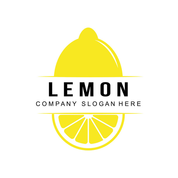 vector wallpaper ontwerp citroen fruit plant logo met vitamine C, geel, in de tuin en de markt - Vector, afbeelding