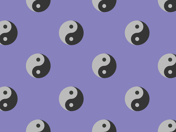 modèle. Image du symbole Yin Yang sur fond bleu pastel violet. Symbole du contraire. Modèle de superposition de surface. Image horizontale. - Photo, image