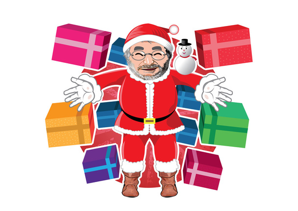Weihnachtsmann mit Geschenken - Vektor, Bild