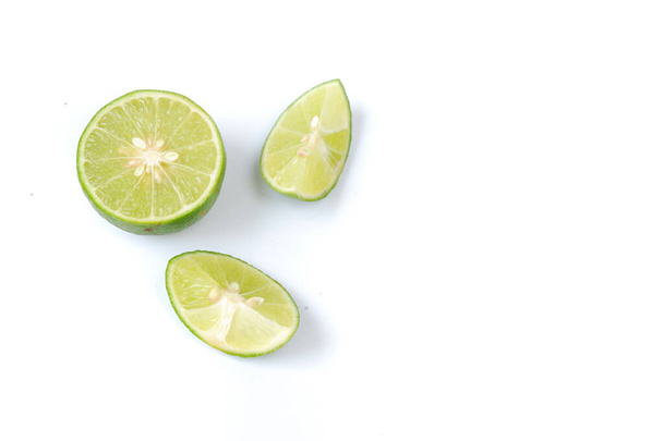 A green lime stock with white background - Фото, зображення