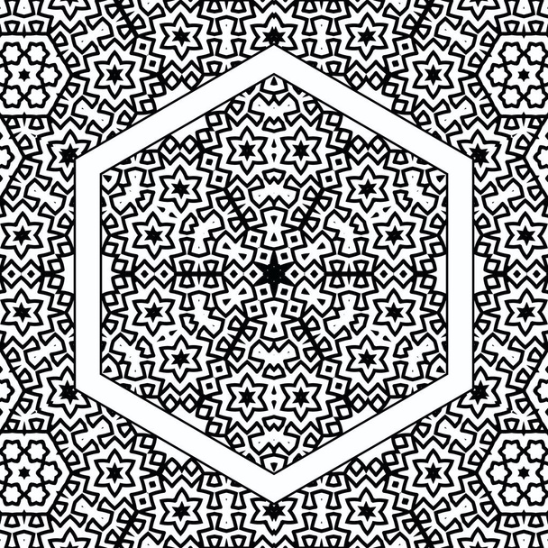 Kompleks Kaleydoskop Mandala. Boyama kitabı için. Beyaz Arkaplanda Siyah Çizgiler. Soyut Geometrik Süsleme - Fotoğraf, Görsel