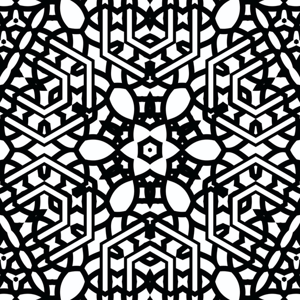 Caleidoscopio complejo Mandala. Para colorear libro. Líneas negras sobre fondo blanco. Adorno geométrico abstracto - Foto, Imagen