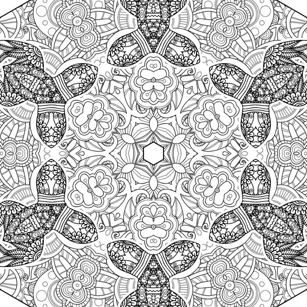 Complexe Kaléidoscope Mandala. Pour Coloriage. Lignes noires sur fond blanc. Ornement géométrique abstrait - Photo, image