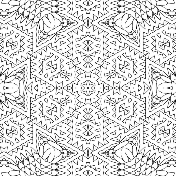 Complexe Kaleidoscoop Mandala. Voor Kleurboek. Zwarte lijnen op witte achtergrond. Abstract Geometrische Ornament - Foto, afbeelding
