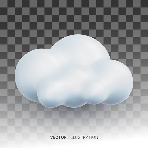 Realistic vector 3D cloud icon isolated on transparent background. Concept for website or application of weather forecast or cloud computing - Wektor, obraz