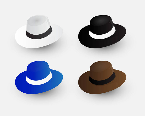Elegante collectie van hoed ontwerp icoon vector - Vector, afbeelding