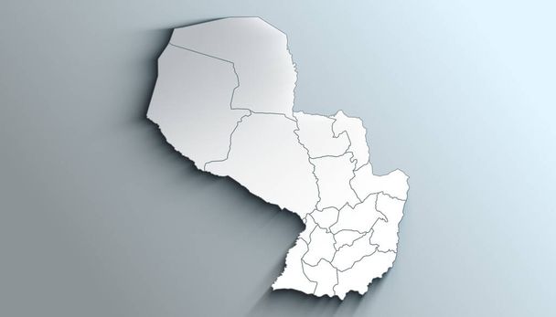 País Mapa Geográfico Político de Paraguay con Departamentos con Sombras - Foto, imagen