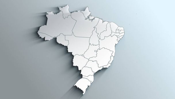 País Mapa Geográfico Político de Brasil con Estados con Sombras - Foto, imagen