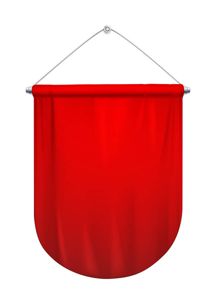 Pennants rouge composition réaliste avec image isolée de pennon vide accroché à une illustration vectorielle de chaîne - Vecteur, image