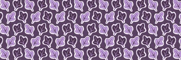 Geschlechtsneutrale lila Blattblätter nahtloser Rasterrand. Einfaches skurriles 2-Ton-Muster. Kinderstube Tapete oder Skandale auf dem ganzen Druck - Foto, Bild