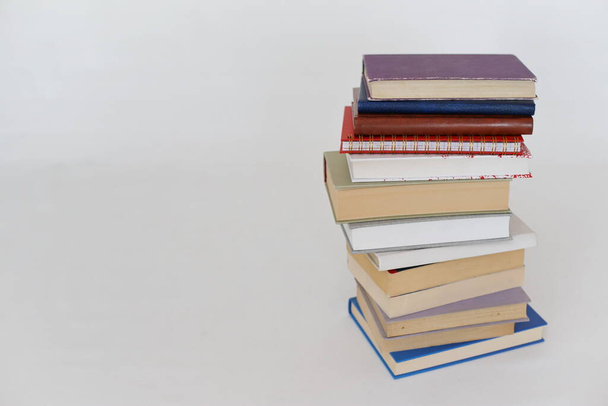 School books on white background - Photo, Image