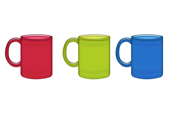 Red, green, blue mugs - Photo, Image