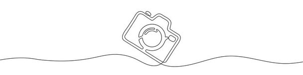Camera drawing with one continuous line. One continuous line of a photo camera. Vector illustration - Vector, Image