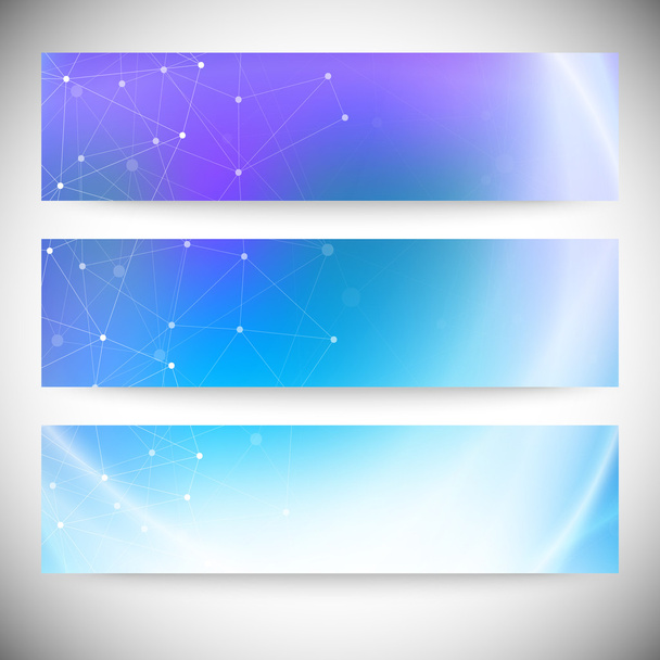 Set of horizontal banners. Abstract blue background vector illustration - Vektor, kép