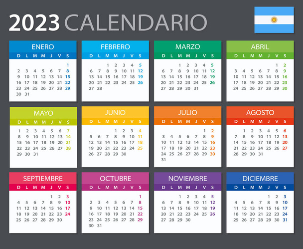 Vector template of color 2023 calendar - Argentinian version - Vektor, obrázek