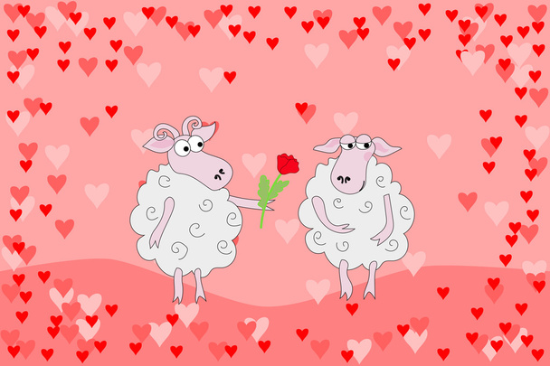 Rakastavaiset kehystetty lampaan sydämet
 - Vektori, kuva