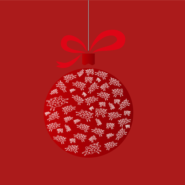 Christmas ball with sheep - Vector, Image