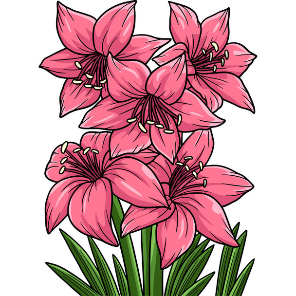 Esta ilustración de dibujos animados muestra una ilustración de flores amarilis. - Vector, Imagen