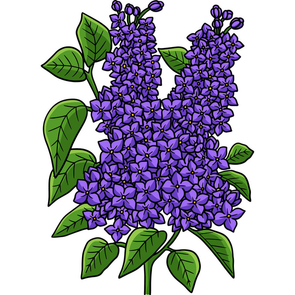 This cartoon illustration shows a lilac flower illustration. - ベクター画像