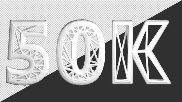 3D Banner with 50K Followers. Thank you for subscribe. White text. 3d rendering grid text. - Vector, Image