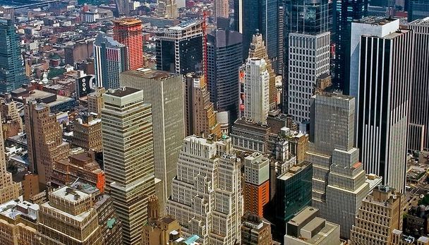 вид с воздуха Манхэттена, Нью-Йорк, Сша - Фото, изображение