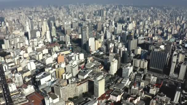 Sao Paulo, Brazil. Aerial view of downtown district. - Materiał filmowy, wideo