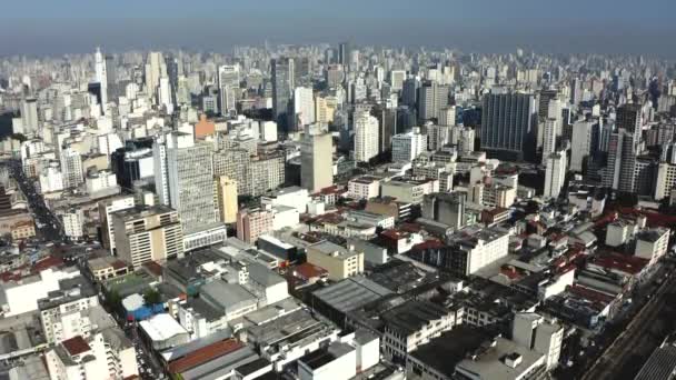 Sao Paulo, Brazil. Aerial view of downtown district. - Materiał filmowy, wideo