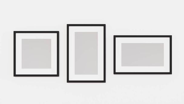 Empty picture frame on the wall in living room, 3D rendering. - 写真・画像