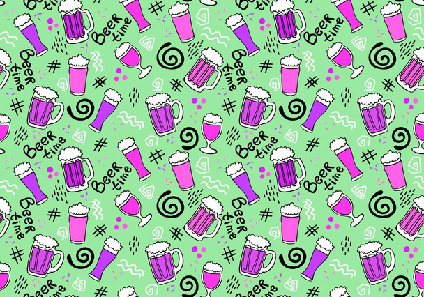 Octoberfest seamless beer pattern for fabrics and wrapping paper and menu and notebooks and packaging. High quality photo - Foto, imagen