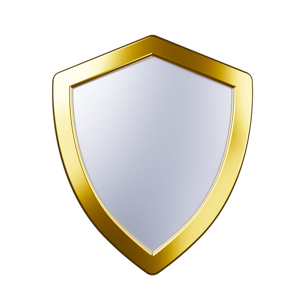 Védett védőpajzs koncepció. Biztonsági jelvény szín ikon. Biztonsági címke. Védőtábla. 3d illusztráció - Fotó, kép