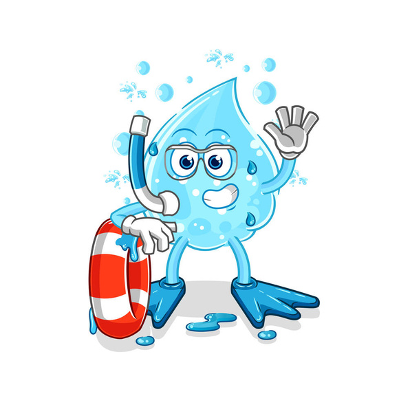 the soda water swimmer with buoy mascot. cartoon vecto - ベクター画像