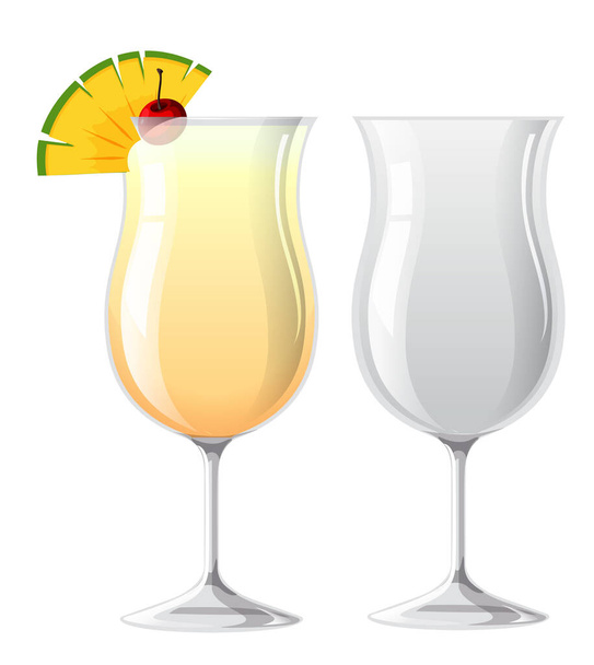 Cocktail Pina colada dans l'illustration en verre - Vecteur, image