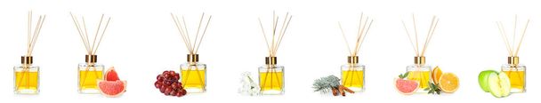 Set of different reed diffusers isolated on white - Photo, Image